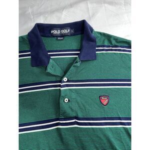 POLO‎ Golf Polo Shirt Button Short Sleeve Men's Navy Green